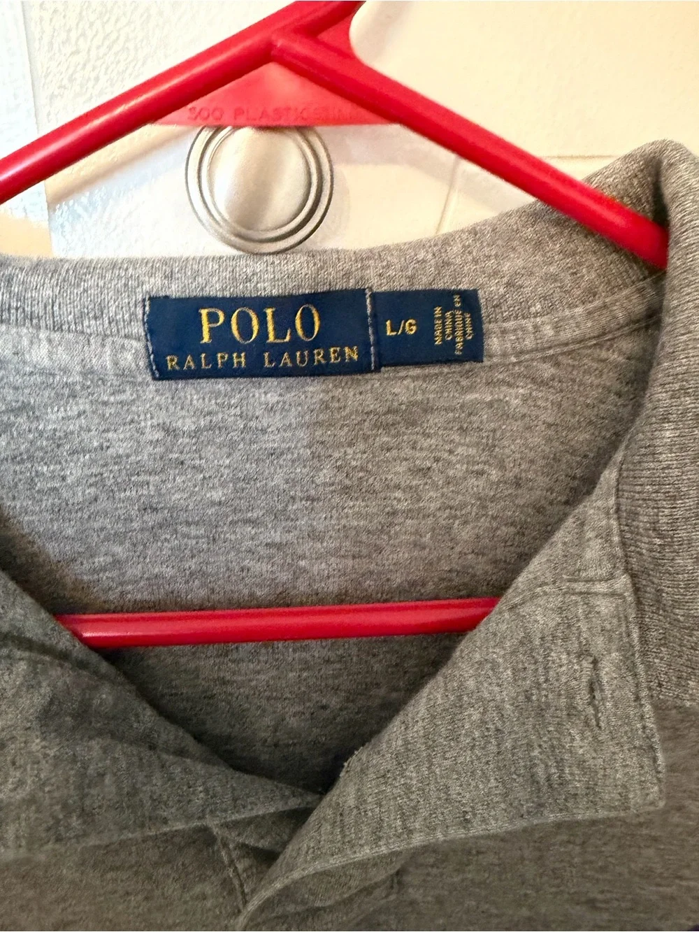 Polo by Ralph Lauren Men’s Long Sleeve Grey Polo with Purple Pony